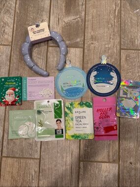 Assorted Facial & Lip Masks, pimple patches and Spa headband